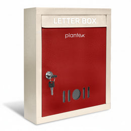 Plantex Wall Mount A4 Size Letter Box - Mail Box/Letter Box for Home gate with Key Lock (Red & Ivory)