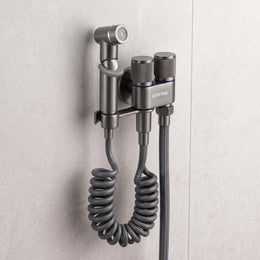 Plantex Jet Spray for Toilet/Health Faucet with Shower Hose/ABS Handheld Bidet Spray/2-in-1 Dual Control Valve/Bathroom & Kitchen – Grey