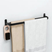 Plantex Aluminium Dual Towel Rod/Towel Hanger/Cloth Hanger for Bathroom with Hooks/Bathroom Accessories (Black) 24 Inch