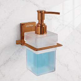 Plantex 304 Grade Stainless Steel Liquid Soap Dispenser for Bathroom/Frosted Glass Hand wash Dispenser/Bathroom Accessories - Pack of 1 (Crystal, PVD Rose Gold)