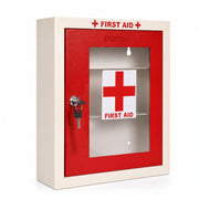 Plantex First Aid Box/Emergency Medical Kit Box for Medicine Storage/Multi Compartment First Aid Kit Boxes for Home, School, Office with Key Lock - GI Steel (Red & Ivory)