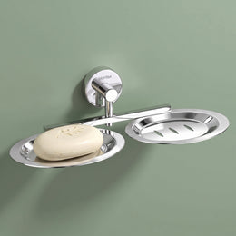 Plantex Stainless Steel Double Soap Holder for Bathroom/Soap Stand/Dual Soap Dish/Soap Storage/Bathroom Accessories - (Chrome)