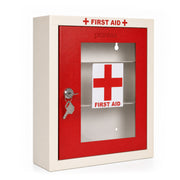 Plantex First Aid Box/Emergency Medical Kit Box for Medicine Storage/Multi Compartment First Aid Kit Boxes for Home, School, Office with Key Lock - GI Steel (Red & Ivory)