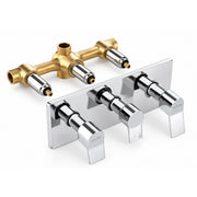 Plantex Brass Concealed Shower Mixer Valve with 3 Lever Exposed Parts Kit/High Flow Manual Diverter/Wall Mounted Bathroom Shower Control Valve (Venice-1538)