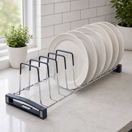 Plantex Stainless Steel Thali Stand/Dish Rack/Plate Stand/Plate Rack for Modular Kitchen/Tandem Box Accessories (Chrome)