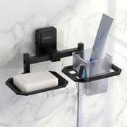 Plantex 304 Stainless Steel Soap and Brush Holder Stand for Bathroom and Wash Basin/Bathroom Accessories Darcy (Black)