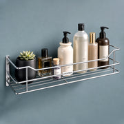 Plantex Bathroom Shelf for Wall Steel/Wall Mounted Shelf for Kitchen with Railings/Washroom Organizer (16 inch, Chrome)