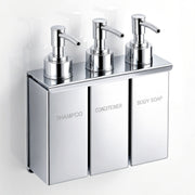 Plantex Triple Liquid Soap Dispenser for Bathroom/304 Grade Stainless Steel Shampoo Dispenser/Square Hand wash Dispenser/Bathroom Accessories - Pack of 1 (Regent, Chrome)
