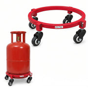 Plantex Cylinder Trolley with Wheels/Heavy Duty GI Steel Gas Stand with 4 Caster Wheels/Cylinder Stand for Home/Kitchen/Restaurant/LPG Gas Stand Trolley (Red, Pack of 1)