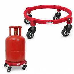 Plantex Cylinder Trolley with Wheels/Heavy Duty GI Steel Gas Stand with 4 Caster Wheels/Cylinder Stand for Home/Kitchen/Restaurant/LPG Gas Stand Trolley (Red, Pack of 1)