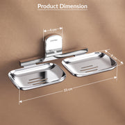 Plantex 304 Grade Stainless Steel Double Soap Holder for Bathroom/Soap Dish/Wall Mounted Soap Holder/Bathroom Accessories - Parv (Chrome)