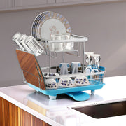 Plantex Stainless Steel Utensils Drying Rack/2-Tier Dish Drainer Rack with Removable Drain Board/Vessel Drainer Basket/Bartan Satnd - 20 x 14 x 15 Inch (Chrome)