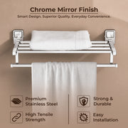 Plantex 304 Grade Stainless Steel Towel Rack for Bathroom/Towel Stand/Hanger/Bathroom Accessories - Darcy (18 inch - Chrome)