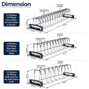 Plantex Stainless Steel Plate Organizer for Kitchen Cabinet/Plate Holder for Modular Kitchen/Saucer/Thali/Plate Rack Stand/Plate Holder for Modular Kitchen/Tandem Box Accessories - Set of 3 (Chrome)