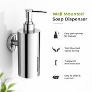 Plantex Liquid Soap Dispenser for Bathroom/Stainless Steel Shampoo Dispenser/Round Hand wash Dispenser/Bathroom Accessories - Pack of 1 (Chrome)