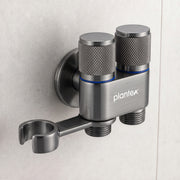 Plantex 2 Way Angle Cock/Stainless Steel Double Outlet Water Valve/Bathroom & Kitchen Tap Connector/Water Faucet - Pack of 1 (Grey, APS-N-9)