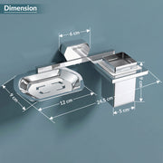 Plantex 304 Grade Stainless Steel 2in1 Soap Dish with Tumbler Holder for Bathroom/Toothbrush Holder with Soap Case/Soap Holder/Tumbler Holder - Bathroom Accessories (Delta, Chrome)