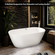 Plantex Freestanding Bathtub For Bathroom/Bath tub for Adults/Deep Soaker Bathtub with Overflow, Popup and Drain Pipe (BSM-203-White-1500mm)