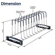 Plantex Plate Holder Stand for Kitchen/Stainless Steel Plate Organizer Rack/10-Slot Thali Stand for Kitchen Drawer/Tandem Box Accessories - (Size-8 inches, Slot- 10, Pack of 1)