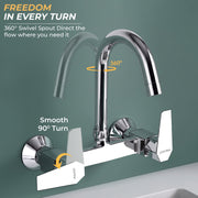 Plantex Mixer Tap for Kitchen with Wall Flange and Teflon Tape/Kitchen Sink Taps/Sink Mixer Tap Hot and Cold with 360° Swivel Spout (Celesiya-1248)