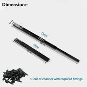 Plantex 10 Inch Soft Close Drawer Channel/Regular Close Ball Bearing Slider Drawer Channel for Home, Kitchen & Wardrobe/Telescopic Channel for Drawer - Pair of 1 (Black)