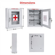 Plantex Metal First Aid Box/Emergency Medical Kit Box for Medicine Storage/Multi Compartment for Medicine Organizer First Aid Kit Box for Home, School, Office with Key Lock - (White)