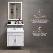 Plantex Glass, Ceramic, HPP Unbrekable Bathroom Vanity Cabinet & Washbasin Set/Basin Cabinet for Bathroom with Mirror (White)