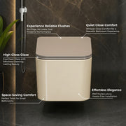 Plantex Imported Italica Ceramic Wall Hung Commode Toilet/Rimless Western Toilet/Washdown Commode with Soft Closing Toilet Seat - P Trap (Square - Matt Khaki)