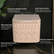 Plantex Ceramic Commode/Rimless Western Toilet/Wall Hung Commode with Soft Closing Toilet Seat Cover- P Trap - (LAS03, Khakhi)