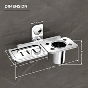Plantex Dream Stainless Steel 2 in1 Soap Dish with Tumbler Holder/Soap Holder/Bathroom Accessories - Chrome