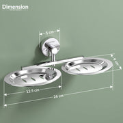 Plantex Stainless Steel Double Soap Holder for Bathroom/Soap Stand/Dual Soap Dish/Soap Storage/Bathroom Accessories - (Chrome)