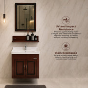 Plantex Unbrekable Bathroom Vanity Cabinet & Washbasin Set/Washbasin with Cabinet/Vanity Basin for Bathroom with Mirror (Brown)