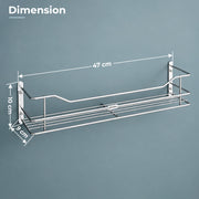 Plantex Stainless Steel Bathroom Shelf/Shelf for Bathroom Organizer/Wall Shelf for Bathroom with Railings/Kitchen Storage Shelves-(18 inch, Chrome)
