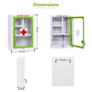 Plantex Metal Emergency First Aid Kit Box for Home/Medical Kit Box for Medicine Storage with Multi Compartments for School, Office - Lockable (Green & White) Big Size, Wall Mount