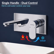 Plantex Brass Basin Mixer Tap/Hot and Cold Water Tap with Brass Wall Flange and Teflon Tape/Water Tap - (Orna-227, Chrome)