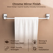 Plantex 304 Grade Stainless Steel 24 inch Towel Hanger/Holder for Bathroom/Single Towel Rod/Towel Bar/Towel Stand/Bathroom Accessories Pack of 1, Darcy (Chrome)
