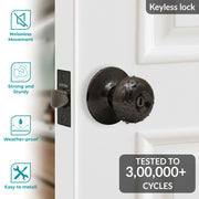 Plantex Stainless Steel Bathroom Door Lock/Keyless Cylindrical Lock for Bathroom/Balcony/Tubular Door Knob/Handle - Pack of 1 (Without Key-Glossy Black)