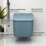 Plantex Imported Ceramic Commode/ Western Toilet/ Wall Hanging Commode for Bathroom with Soft Closing Toilet Seat Cover- P Trap (Harmony Blue)