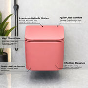 Plantex Rimless Washdown Western Toilet/Imported Italica Ceramic Wall Hung Commode/P - Trap Western Commode for Bathroom with Soft Close Toilet Seat Cover (Square - Matt Pink)