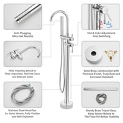 Plantex Pure Brass Free Standing Bathtub Faucet/Bath Tub Filler Faucet/Single Lever Basin Faucet with Handle Held Shower - (Chrome)
