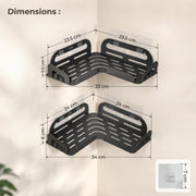 Plantex Corner Shelf for Bathroom/Stainless Steel Corner Bathroom Shelf/Drill Free Installation/Self-Adhesive Wall Mount Corner - Pack of 2 (10 X 10 Inch, Black)