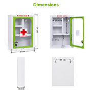 Plantex Metal Emergency First Aid Kit Box for Home/Medical Kit Box for Medicine Storage with Multi Compartments for School, Office - Lockable (Green & White) Big Size, Wall Mount