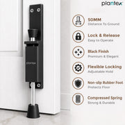 Plantex Kickdown Door Stopper Spring Loaded Telescopic Step On/Off Door Stopper Rubber, Adjustable Heavy Duty Door Locks Holder Stop/Release by Foot - Pack of 1 (Black)