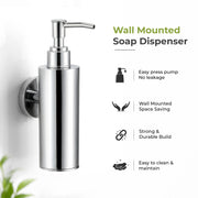 Plantex Liquid Soap Dispenser for Bathroom/304 Grade Stainless Steel Shampoo Dispenser/Round Hand wash Dispense/Bathroom Accessories - Pack of 1 (Regent, Chrome)