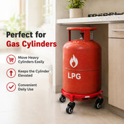 Plantex Cylinder Trolley with Wheels/Heavy Duty GI Steel Gas Stand with 4 Caster Wheels/Cylinder Stand for Home/Kitchen/Restaurant/LPG Gas Stand Trolley (Red, Pack of 1)