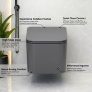 Plantex Imported Italica Ceramic Wall Hanging Commode/Rimless Washdown Flush Commode/Western Toilet with Soft Close Toilet Seat Cover - P trap (Square - Matt Dark Grey)