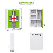 Plantex Metal Emergency First Aid Box for Home/Medical Kit Box for Medicine Storage with Multi Compartments for School, Office - Lockable (Green & White) Big Size, Wall Mount