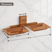 Plantex 304 Grade Stainless Steel Double Soap Stand/Dual Soap Dish/Soap Case/Soap Storage/Soap Holder for Bathroom/Bathroom Accessories - Pack of 1 (Crystal, PVD Rose Gold)