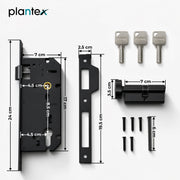 Plantex Mortise Door Lock Set with Brass Cylinder & Keys/Heavy-Duty Main Door Lock Body - Pack of 1 (Z-Black)