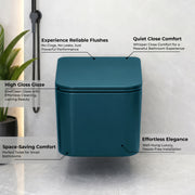 Plantex Imported Ceramic Wall Hung Commode for Toilet/Rimless Washdown Flushing/Western Commode with Soft Closing Toilet Seat - P Trap - (Pine Blue)